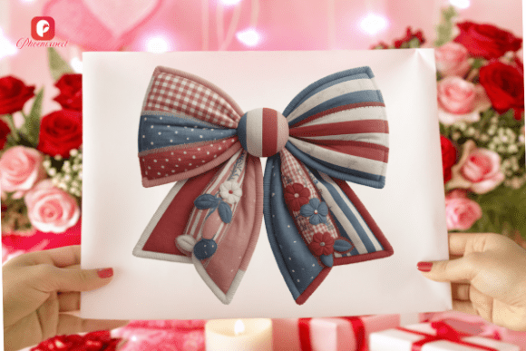 Download Patriotic Patchwork Bow PNG - Premium Bundle