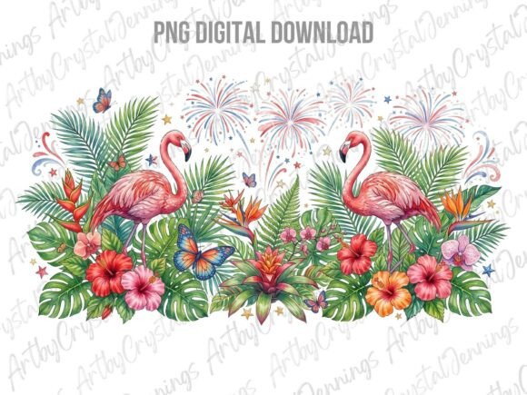 Download Tropical Flamingo Patriotic PNG - Tropical flamingo Collection