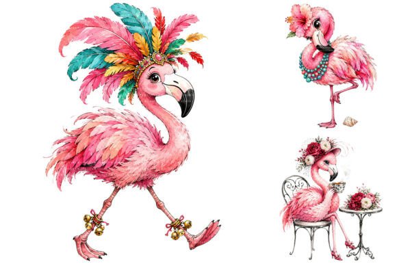 Download Watercolor Tropical Flamingo Clipart - Tropical flamingo Collection