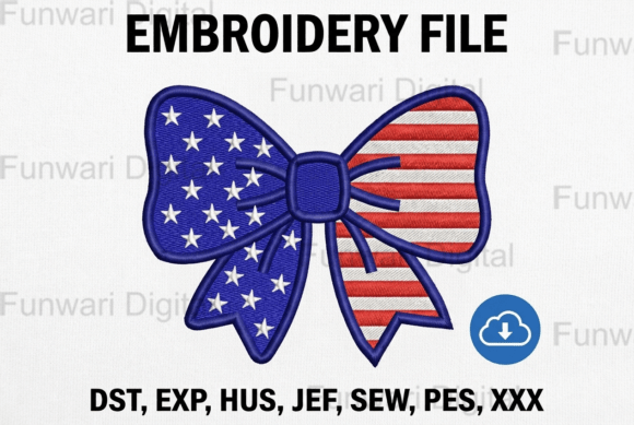 Download American Flag Coquette Bow Embroidery - Premium Bundle